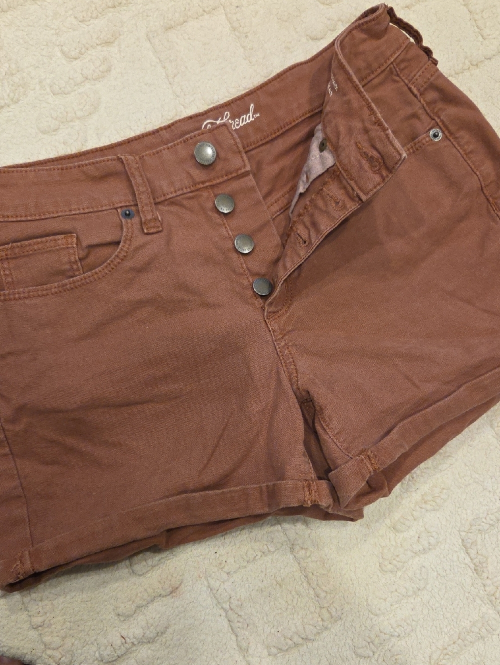 Brown Women's Button-Front Denim Shorts